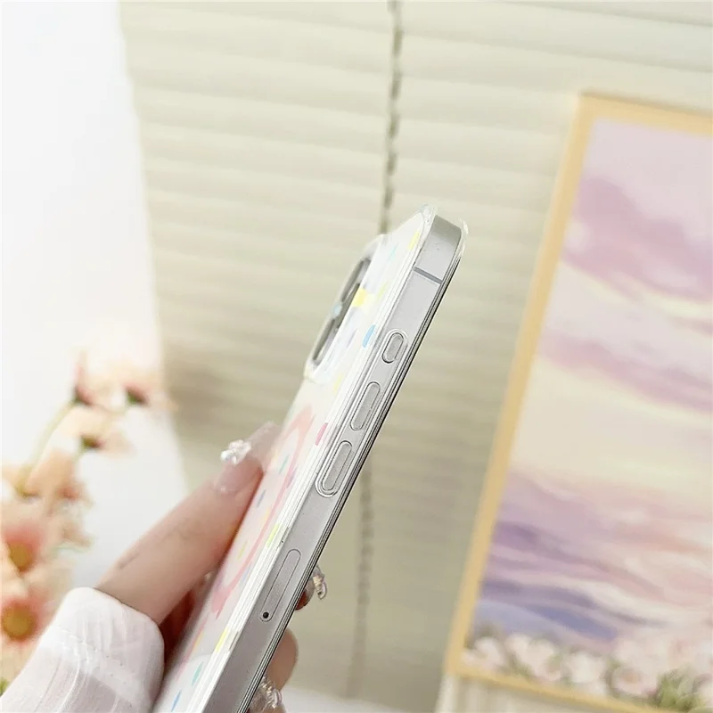 For iPhone 16 Pro Case Polka Dot Pattern TPU + PC Phone Cover Compatible with MagSafe - White