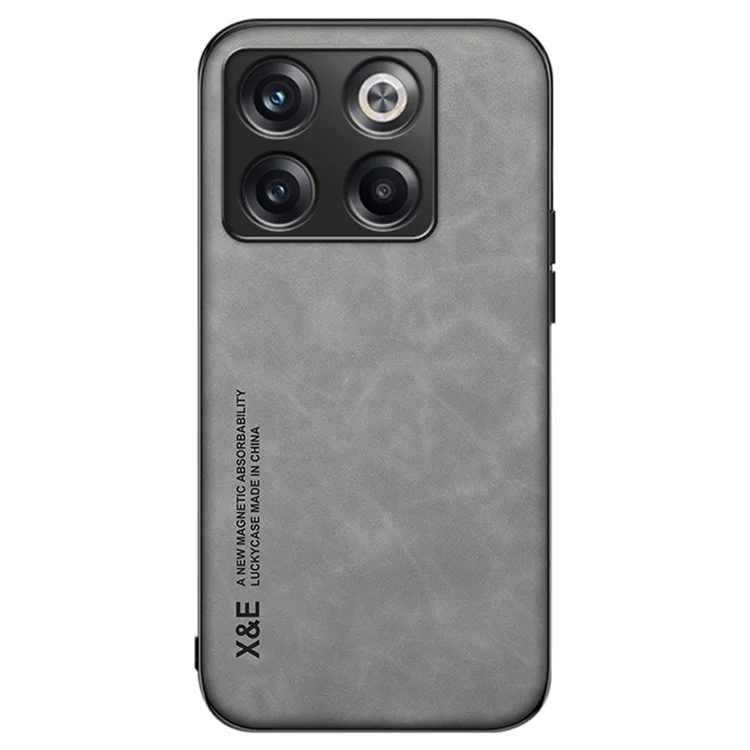 X&E For OnePlus Ace Pro 5G / 10T 5G Skin-touch Feeling Phone Case PU Leather Coated TPU+PC Protective Cover Works for Magnetic Car Holder Mount - Grey