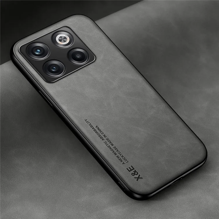 X&E For OnePlus Ace Pro 5G / 10T 5G Skin-touch Feeling Phone Case PU Leather Coated TPU+PC Protective Cover Works for Magnetic Car Holder Mount - Grey