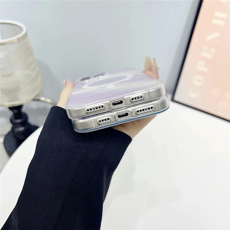 For iPhone 16 Pro Case Shimmering Starry Stripe Pattern TPU + PC Phone Cover Compatible with MagSafe - Multi-color