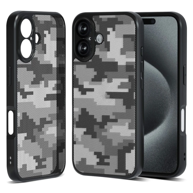 IBMRS For iPhone 17 Case Soft TPU Frame Hard PC Back Anti-Fall Phone Cover - Grid Camouflage