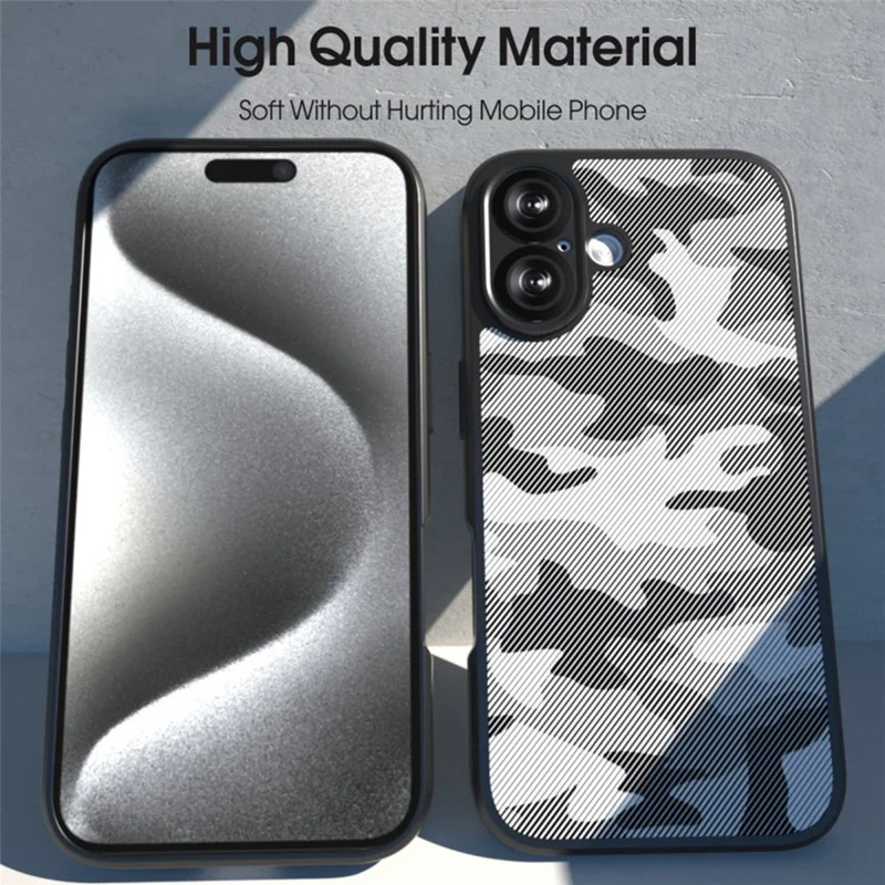 IBMRS For iPhone 17 Case Soft TPU Frame Hard PC Back Anti-Fall Phone Cover - Grid Camouflage