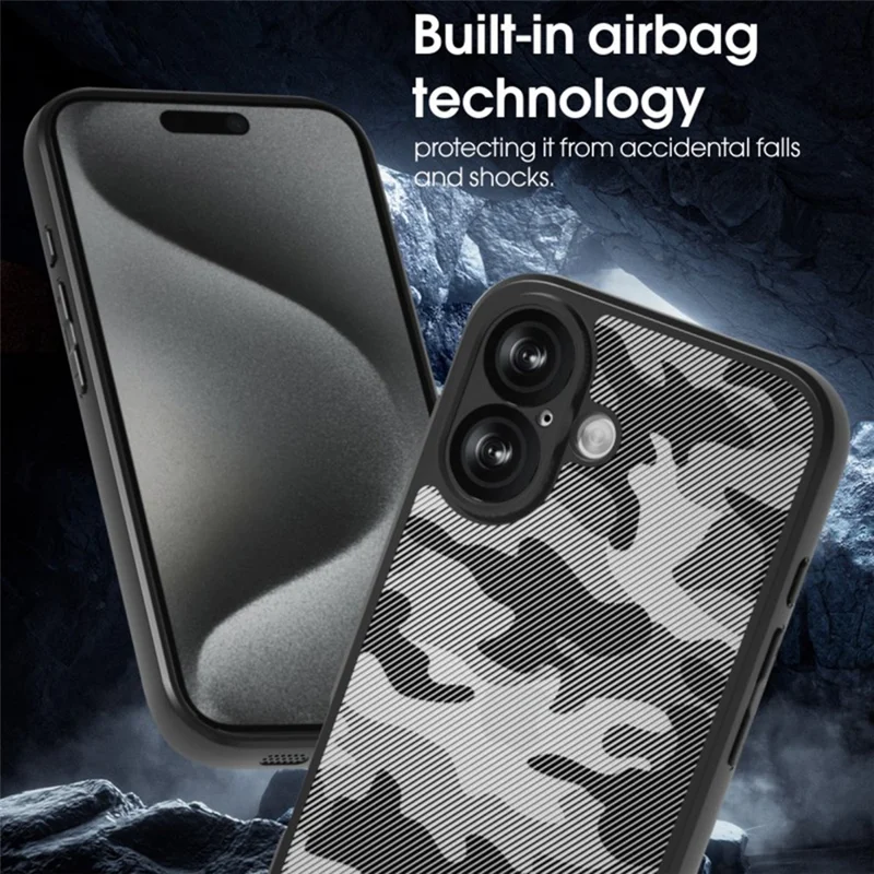 IBMRS For iPhone 17 Case Soft TPU Frame Hard PC Back Anti-Fall Phone Cover - Grid Camouflage