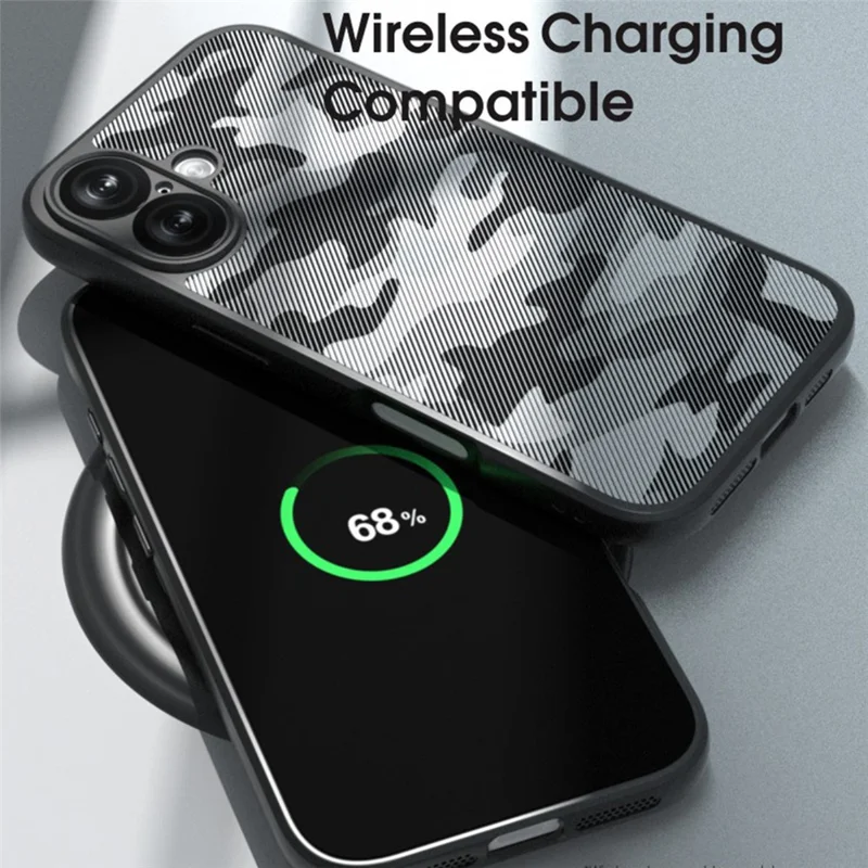 IBMRS For iPhone 17 Case Soft TPU Frame Hard PC Back Anti-Fall Phone Cover - Grid Camouflage
