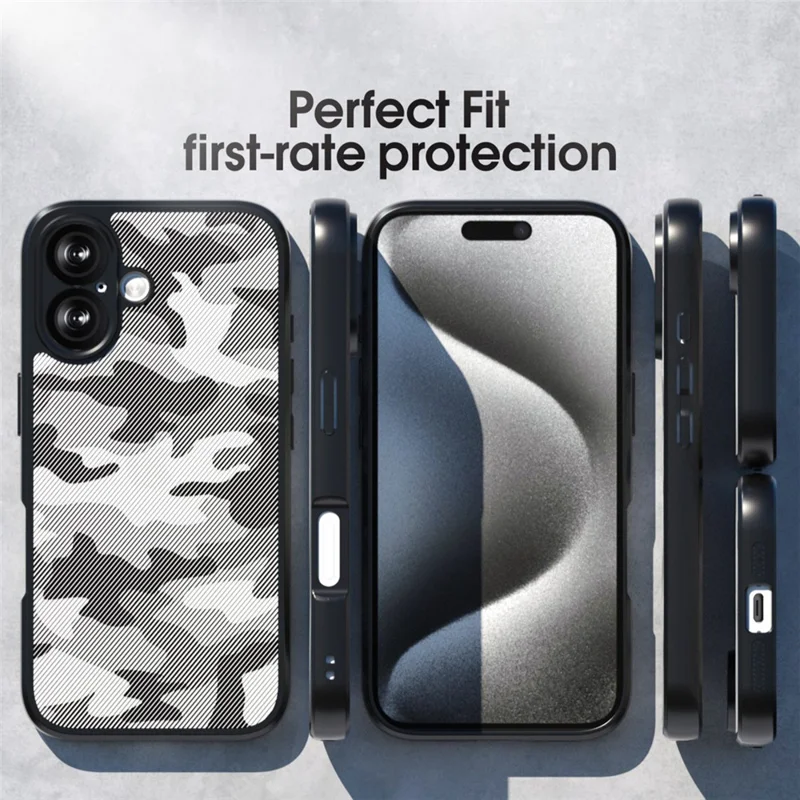 IBMRS For iPhone 17 Case Soft TPU Frame Hard PC Back Anti-Fall Phone Cover - Grid Camouflage