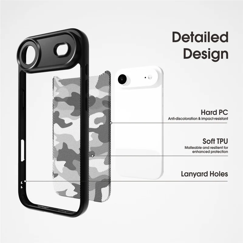 IBMRS For iPhone Air Case Soft TPU Frame Hard PC Back Anti-Fall Phone Cover - Transparent Black