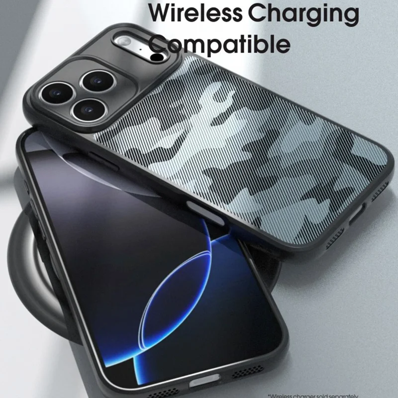 IBMRS For iPhone 17 Pro Max Case Soft TPU Frame Hard PC Back Anti-Fall Phone Cover - Grid Camouflage