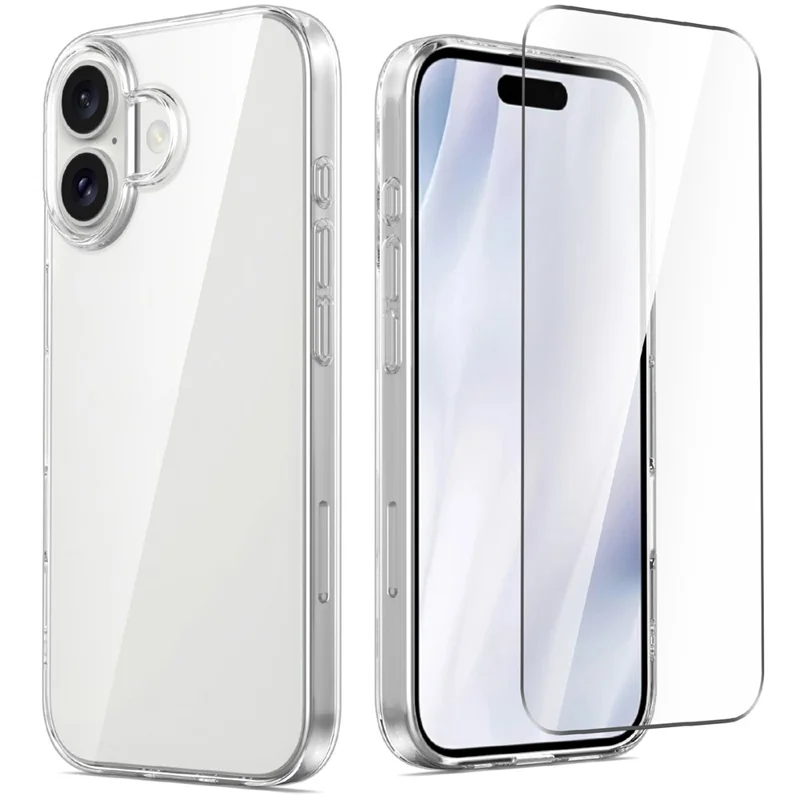 For iPhone 17 Clear TPU Anti-Scratch Phone Case + 2.5D Arc Edge Screen Protector