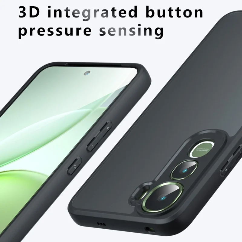 For vivo Y400 4G Case Skin-Touch TPU + PC Matte Phone Back Cover, Transparent Black