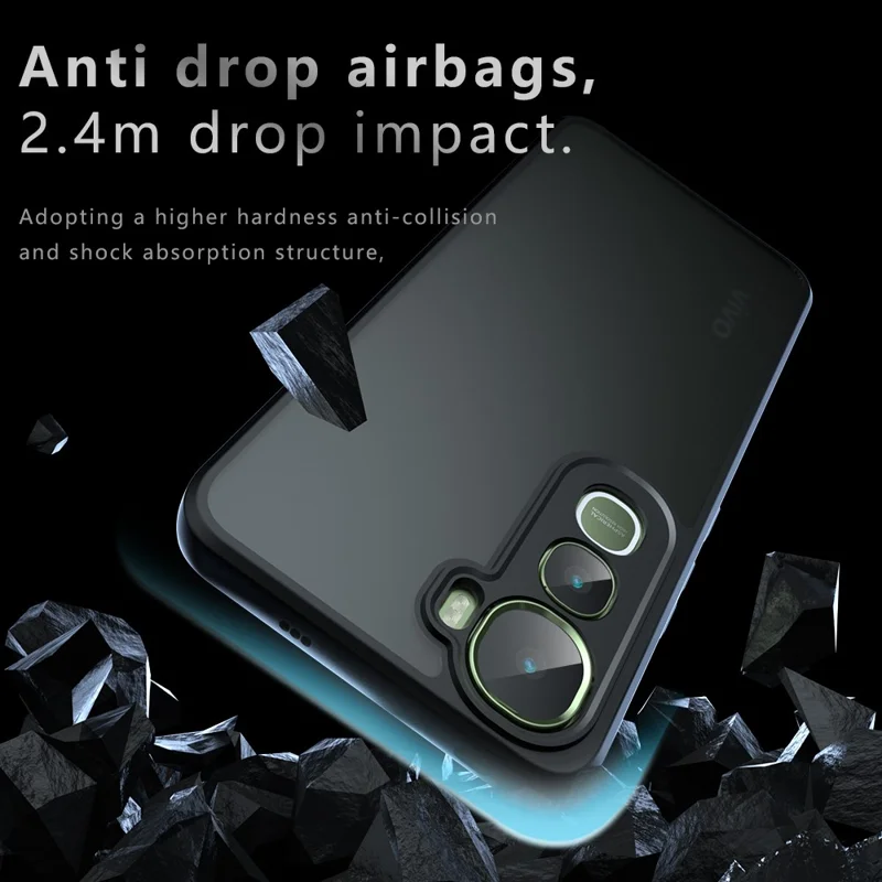 For vivo Y400 4G Case Skin-Touch TPU + PC Matte Phone Back Cover, Transparent Black