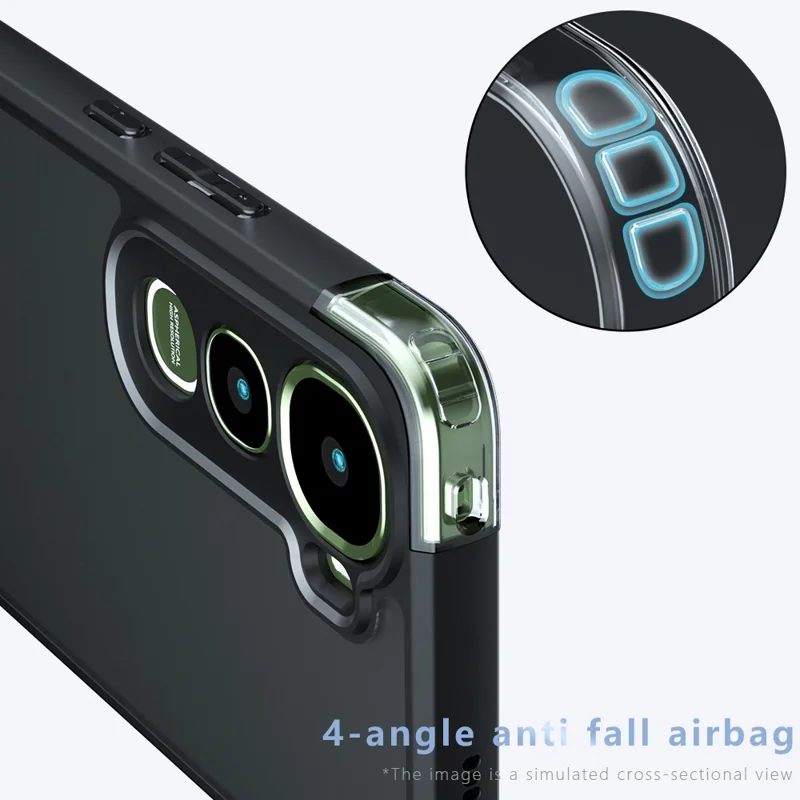 For vivo Y400 4G Case Skin-Touch TPU + PC Matte Phone Back Cover, Transparent Black