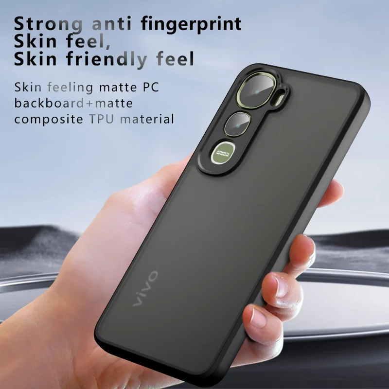 For vivo Y400 4G Case Skin-Touch TPU + PC Matte Phone Back Cover, Transparent Black
