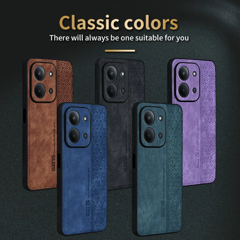 Защитный чехол AZNS для Xiaomi Redmi 15C 5G (ЕС) (173мм) / 4G (ЕС) (173мм) / Poco C85 4G (173мм) из ПУ-кожи с TPU оболочкой - Коричневый