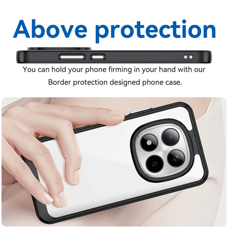 For Xiaomi Redmi Note 15 Pro 5G (Global) Case TPU + Acrylic Protective Clear Phone Cover - Black