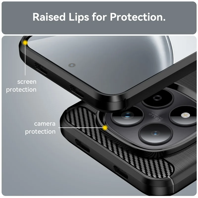 For Xiaomi Redmi Note 15 Pro 5G (Global) Case Protective Phone Cover Carbon Fiber Texture Brushed - Black