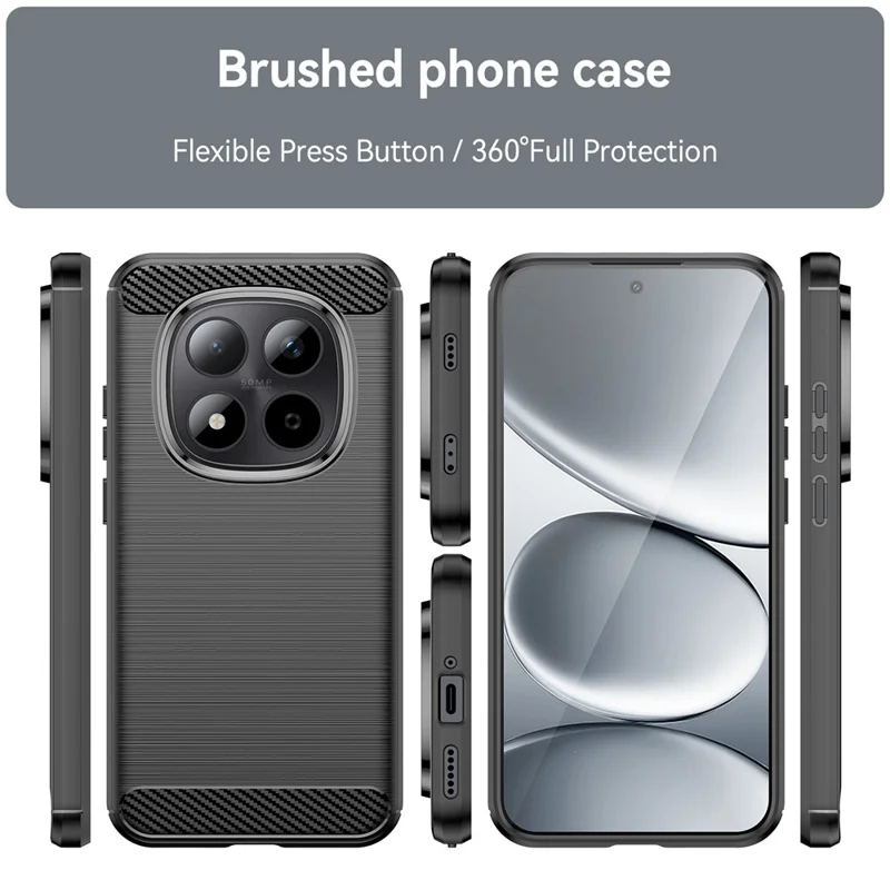 For Xiaomi Redmi Note 15 Pro 5G (Global) Case Protective Phone Cover Carbon Fiber Texture Brushed - Black