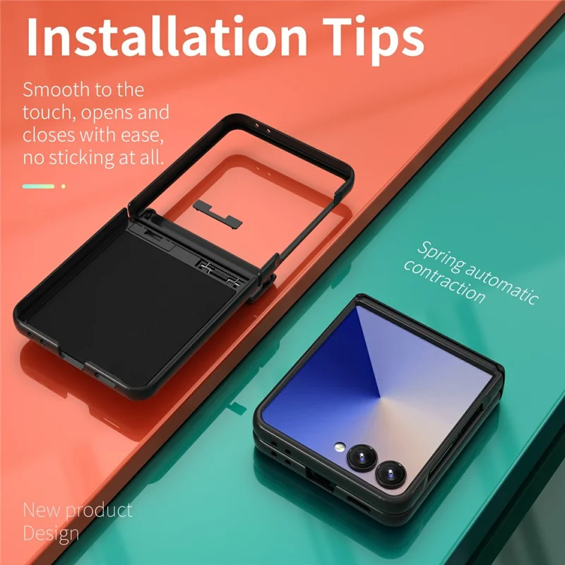 Compra em Massa para Capa Samsung Galaxy Z Flip7 5G com Anel de Suporte, Proteção de Dobradiça, Capa de Telefone em PC TPU - Preta