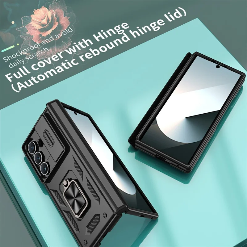 Bulk Purchasing For Samsung Galaxy Z Fold7 5G Case Slide Camera Protection Kickstand PC TPU Phone Cover - Black