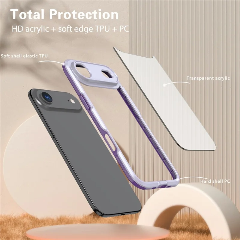 For iPhone Air Case Ultra Slim TPU PC Clear Phone Back Cover - Purple