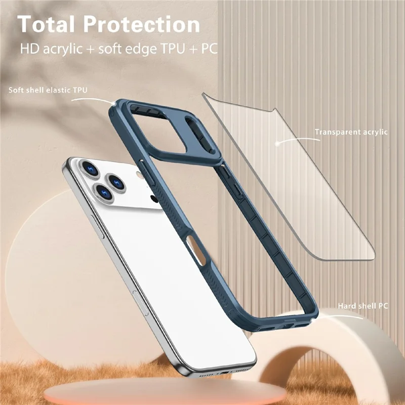 Capa Ultra Slim TPU PC Transparente para iPhone 17 Pro - Azul Marinho