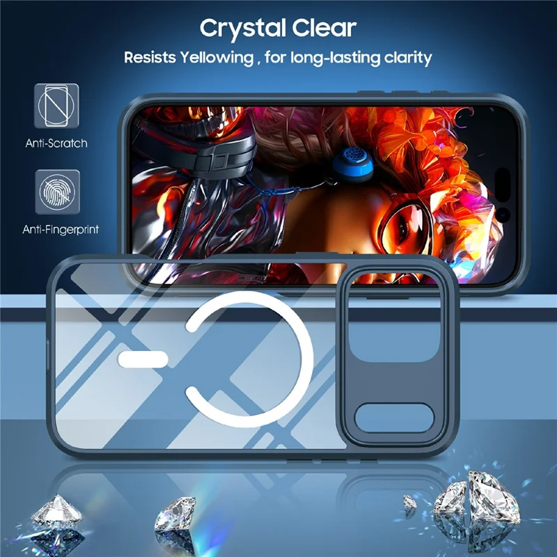 Hoesje voor iPhone 17 Pro Max, compatibel met MagSafe, TPU PC transparant hoesje - Marineblauw