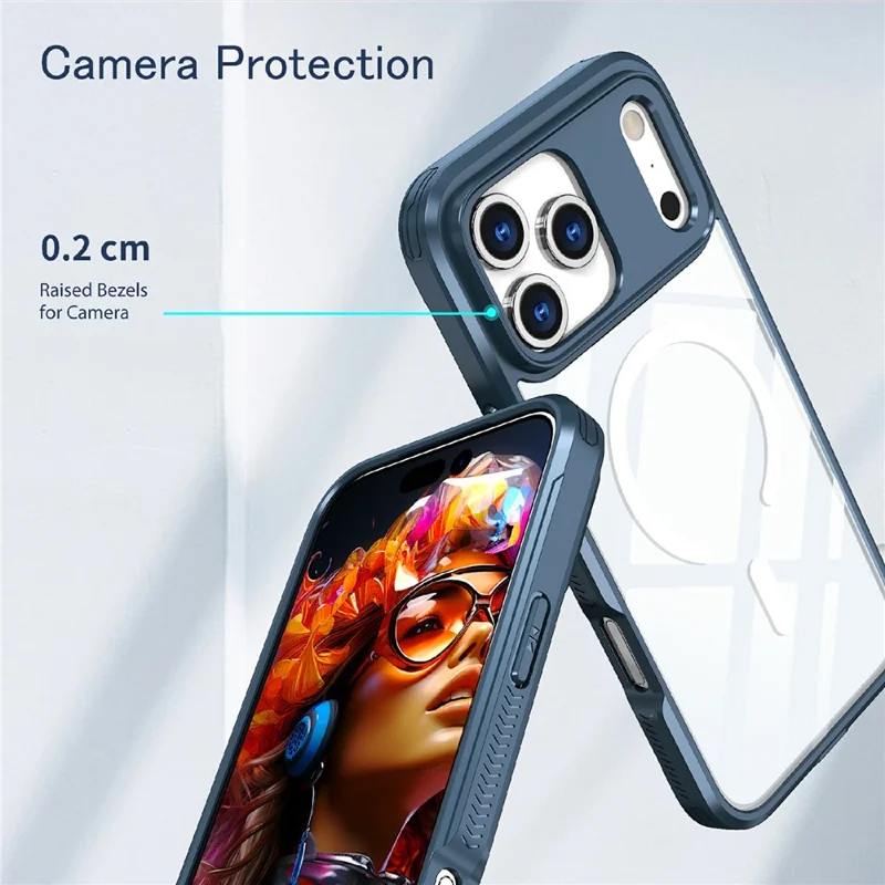 Hoesje voor iPhone 17 Pro Max, compatibel met MagSafe, TPU PC transparant hoesje - Marineblauw