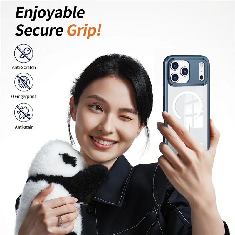 Hoesje voor iPhone 17 Pro Max, compatibel met MagSafe, TPU PC transparant hoesje - Marineblauw