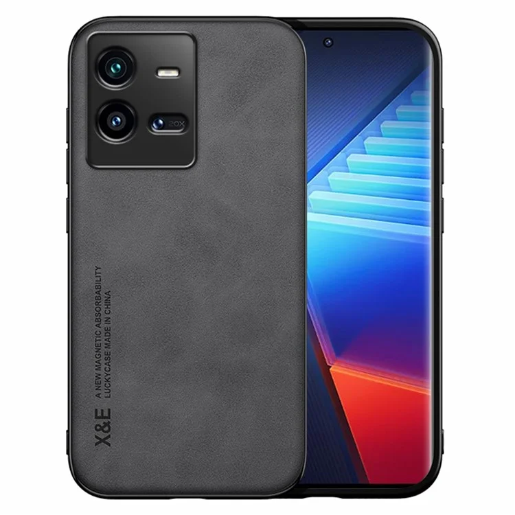 Caixa de Telefone x & e Para Vivo Iqoo 10 Pro 5g Anti-arranhão PU Couro TPU+PC Capa de Capa de Choque à Prova de Choque da Pele da Pele Folha de Metal Embutida - Preto