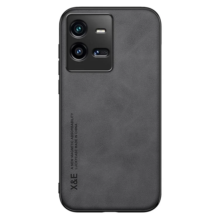 Caixa de Telefone x & e Para Vivo Iqoo 10 Pro 5g Anti-arranhão PU Couro TPU+PC Capa de Capa de Choque à Prova de Choque da Pele da Pele Folha de Metal Embutida - Preto
