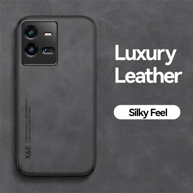 Caixa de Telefone x & e Para Vivo Iqoo 10 Pro 5g Anti-arranhão PU Couro TPU+PC Capa de Capa de Choque à Prova de Choque da Pele da Pele Folha de Metal Embutida - Preto