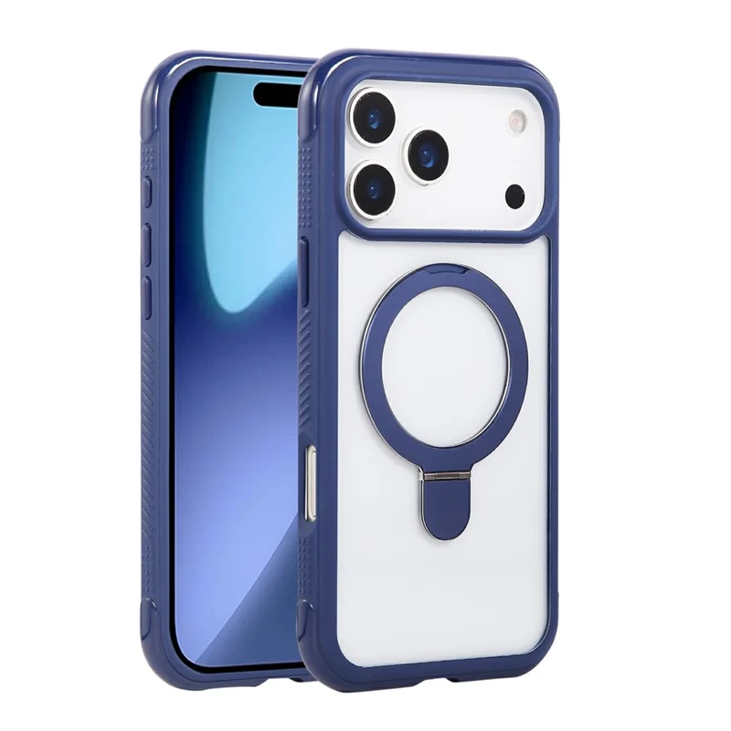 For iPhone 17 Pro Max Case Compatible with MagSafe Kickstand Shockproof TPU PC Clear Phone Back Cover - Sapphire
