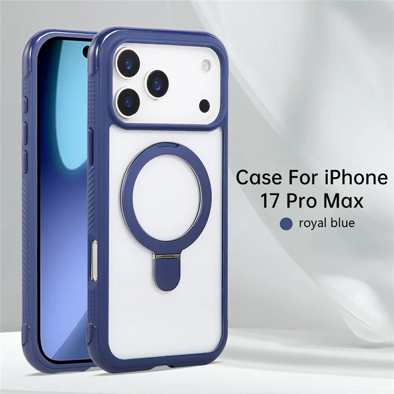 For iPhone 17 Pro Max Case Compatible with MagSafe Kickstand Shockproof TPU PC Clear Phone Back Cover - Sapphire