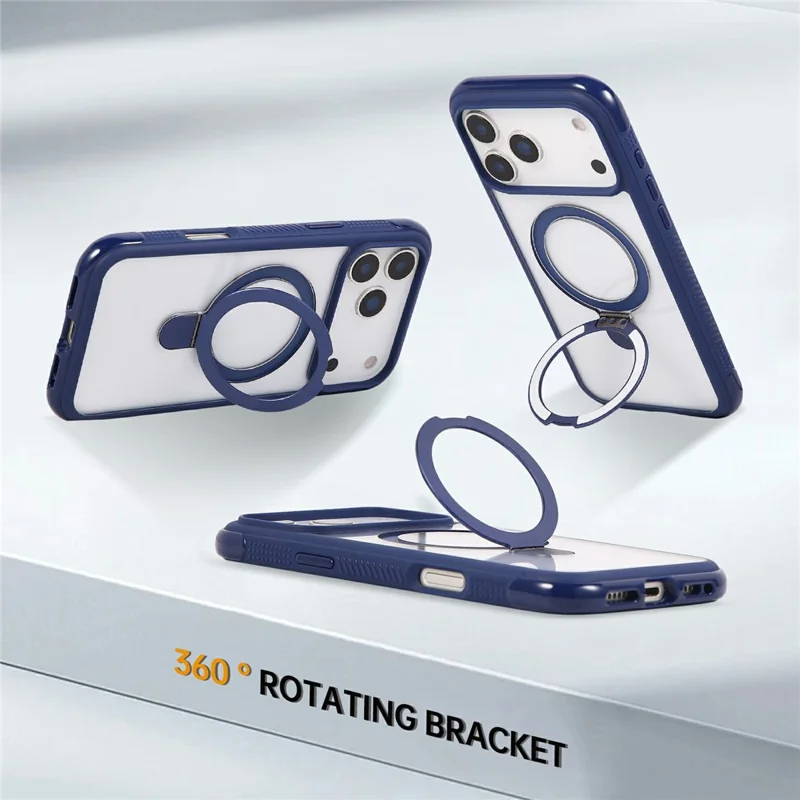 For iPhone 17 Pro Max Case Compatible with MagSafe Kickstand Shockproof TPU PC Clear Phone Back Cover - Sapphire
