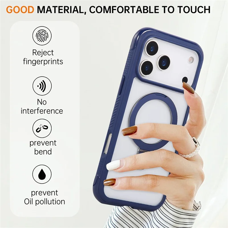 For iPhone 17 Pro Max Case Compatible with MagSafe Kickstand Shockproof TPU PC Clear Phone Back Cover - Sapphire