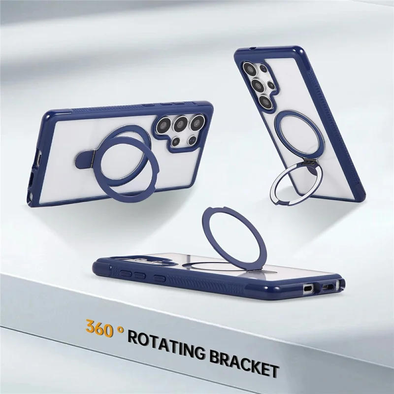 For Samsung Galaxy S25 Ultra Case Compatible with MagSafe Kickstand Shockproof TPU PC Clear Phone Back Cover - Sapphire
