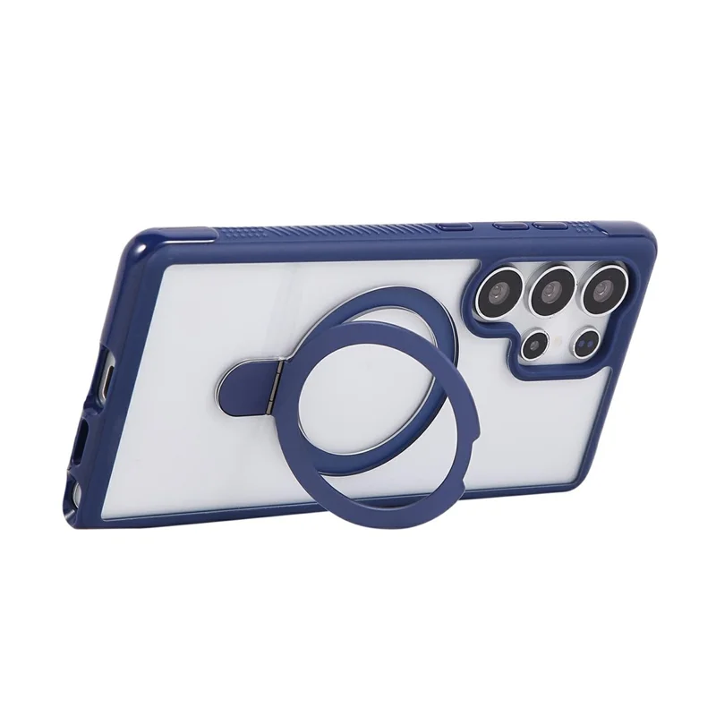 For Samsung Galaxy S25 Ultra Case Compatible with MagSafe Kickstand Shockproof TPU PC Clear Phone Back Cover - Sapphire