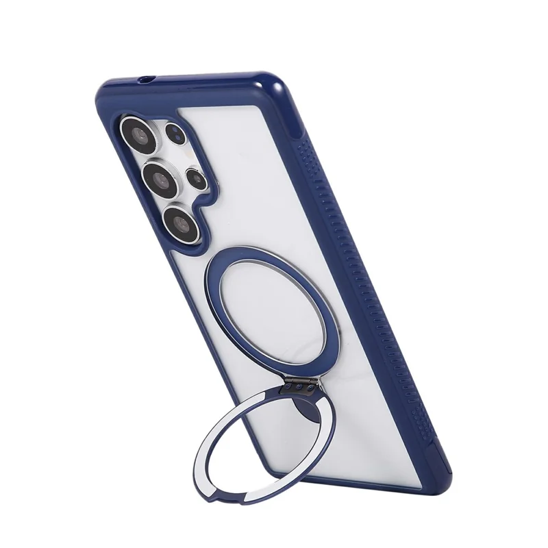 For Samsung Galaxy S25 Ultra Case Compatible with MagSafe Kickstand Shockproof TPU PC Clear Phone Back Cover - Sapphire