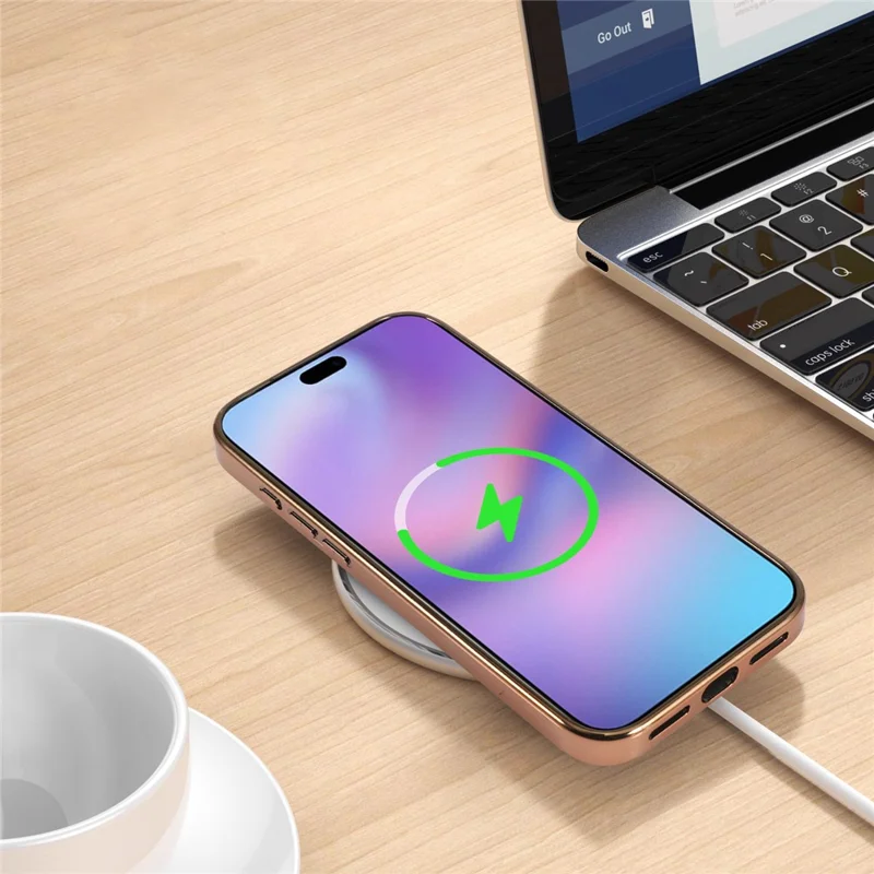 For iPhone 17 Pro Magnetic Phone Case Glitter Electroplated TPU Frame PC Back Cover - Rose Gold