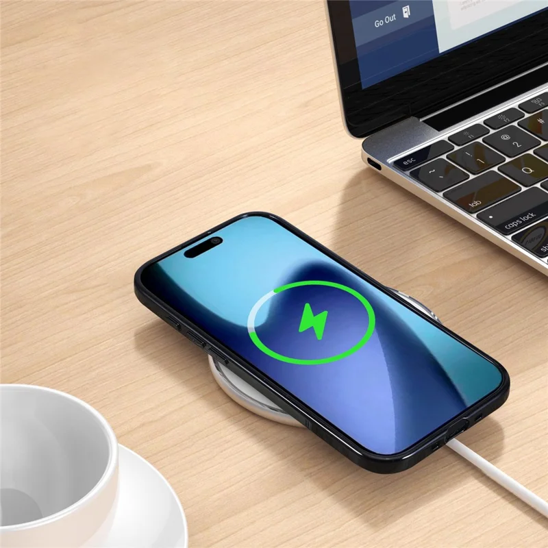 For iPhone Air Magnetic Phone Case Glitter Electroplated TPU Frame PC Back Cover - Black