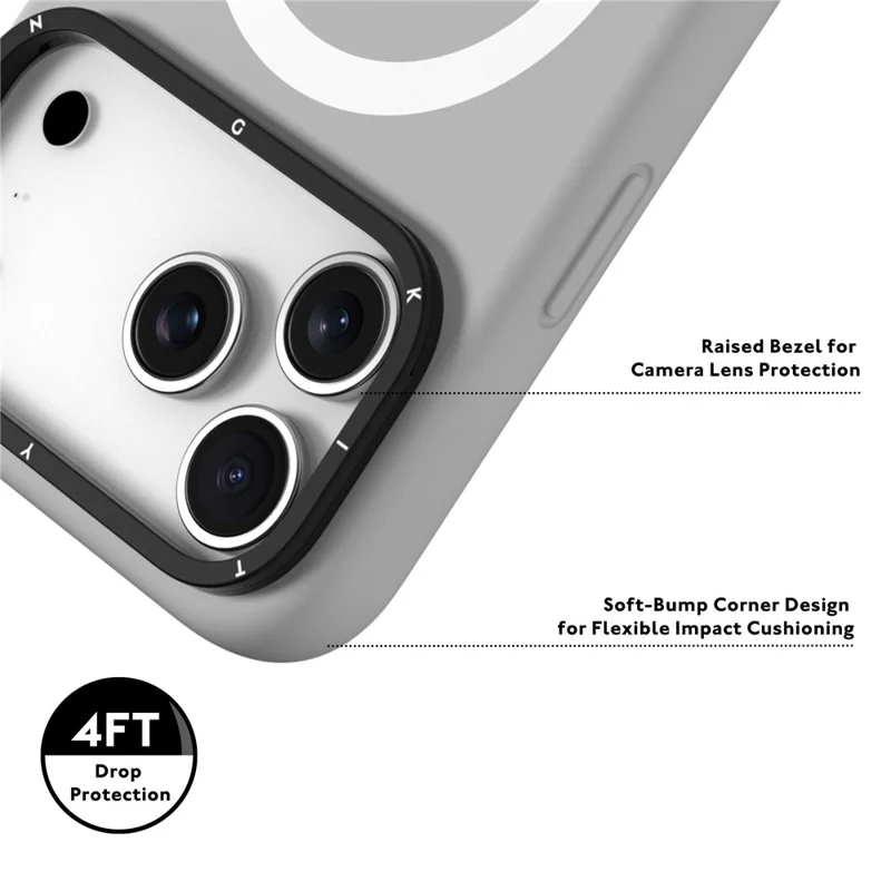 YOUNGKIT Чехол для iPhone 17 Pro Max, совместимый с MagSafe, с объективом и подставкой, силиконовый чехол для телефона - серый