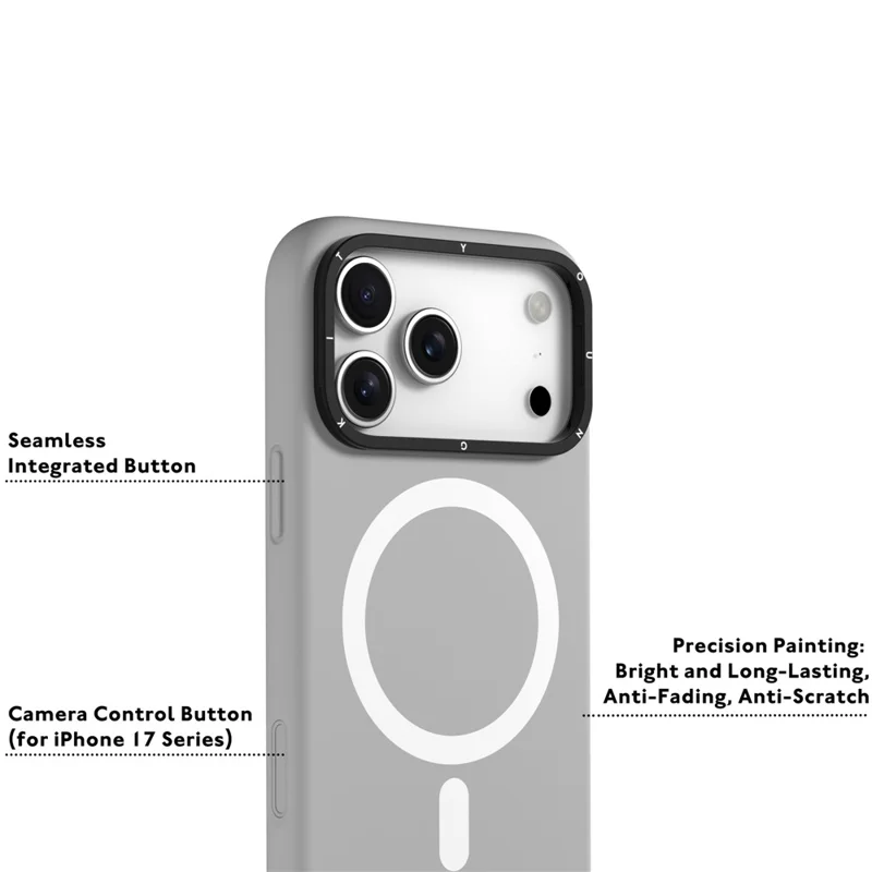 YOUNGKIT Чехол для iPhone 17 Pro Max, совместимый с MagSafe, с объективом и подставкой, силиконовый чехол для телефона - серый