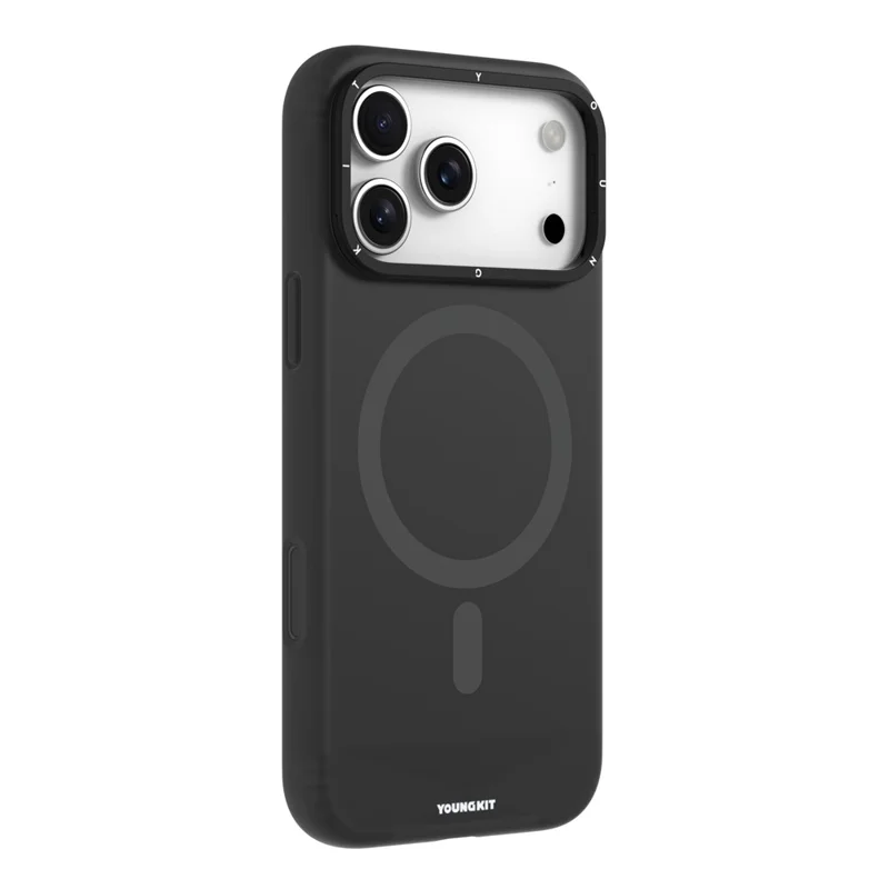 YOUNGKIT For iPhone 17 Pro Case Compatible with MagSafe Lens Kickstand Silicone Phone Cover - Black