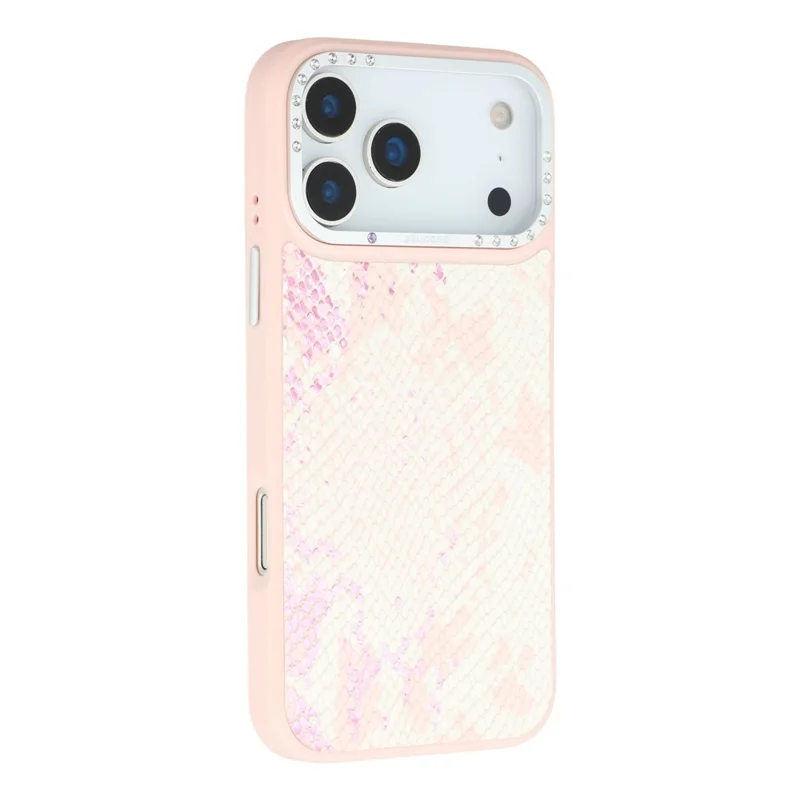 JAUCASE For iPhone 17 Pro Max Magnetic Case Snake Texture PU + TPU + PC Phone Back Cover - Pink