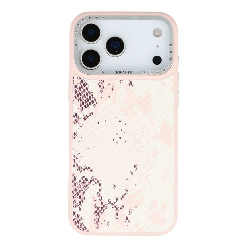 JAUCASE For iPhone 17 Pro Max Magnetic Case Snake Texture PU + TPU + PC Phone Back Cover - Pink