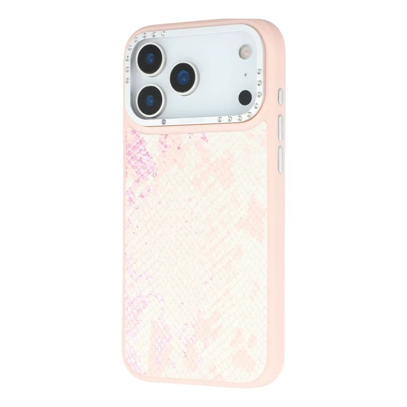 JAUCASE For iPhone 17 Pro Max Magnetic Case Snake Texture PU + TPU + PC Phone Back Cover - Pink