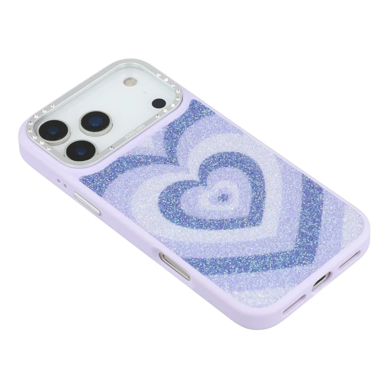 JAUCASE For iPhone 17 Pro Magnetic Case Heart Pattern PU + TPU + PC Phone Back Cover - Purple