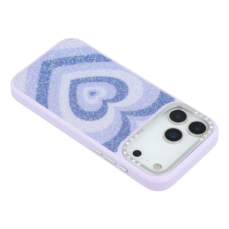 JAUCASE For iPhone 17 Pro Magnetic Case Heart Pattern PU + TPU + PC Phone Back Cover - Purple