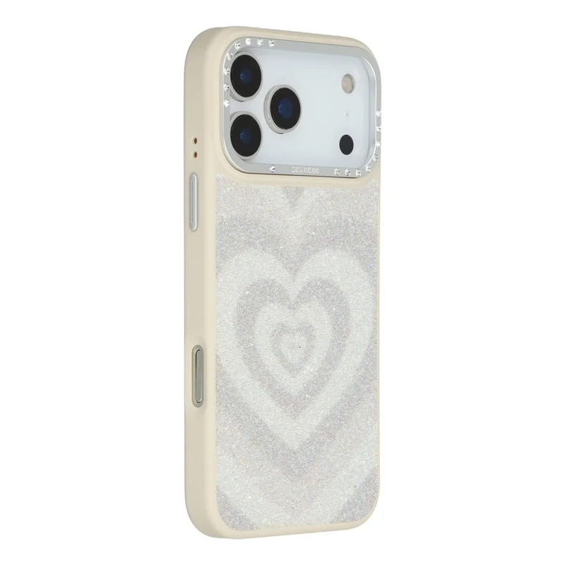 JAUCASE For iPhone 17 Pro Magnetic Case Heart Pattern PU + TPU + PC Phone Back Cover - White