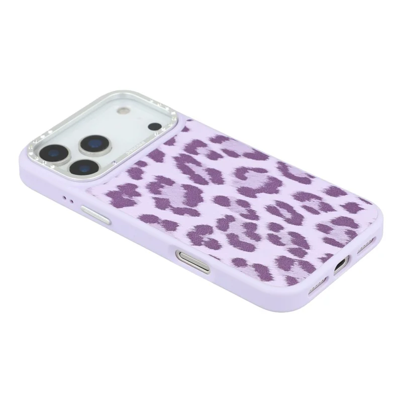 JAUCASE For iPhone 17 Pro Magnetic Case Leopard Print PU + TPU + PC Phone Back Cover - Purple
