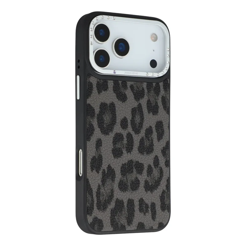 JAUCASE For iPhone 17 Pro Magnetic Case Leopard Print PU + TPU + PC Phone Back Cover - Black